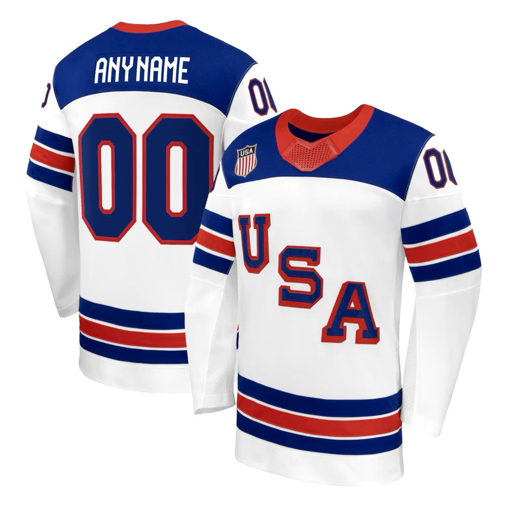 Custom USA 2026 Olympic Away Jersey - White