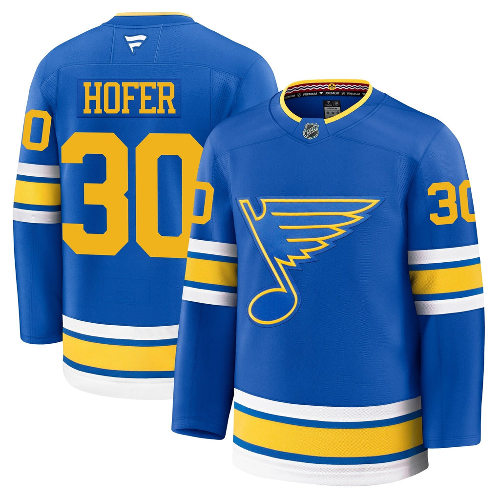 Joel Hofer St Louis Blues Fanatics Home Premium Jersey