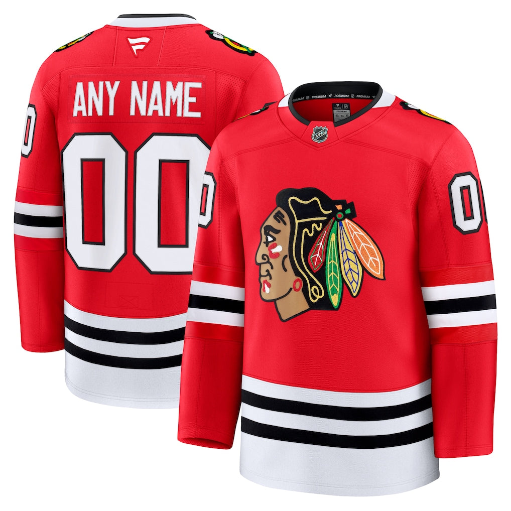 Custom Chicago Blackhawks Home Premium Jersey - Red